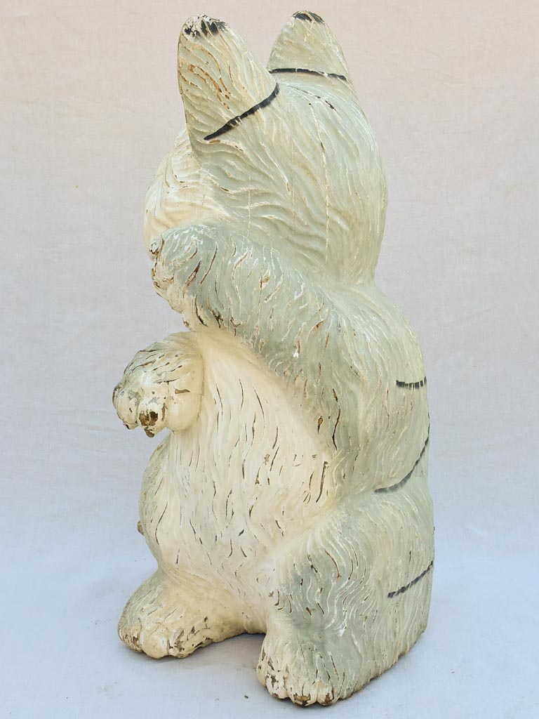 Over-size carved timber cat sculpture from the 1960's - 39½"