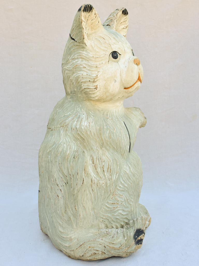 Over-size carved timber cat sculpture from the 1960's - 39½"