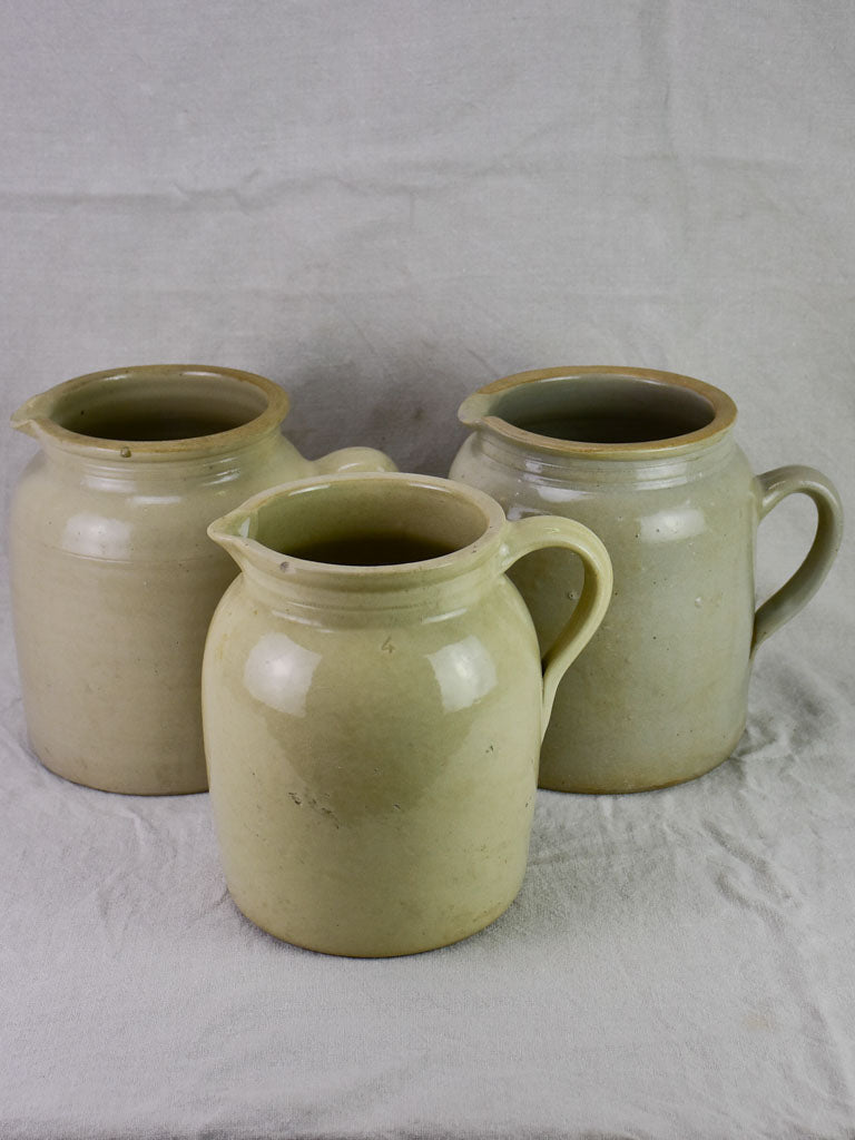 Three antique French milk pitchers from Auvergne 10¼"