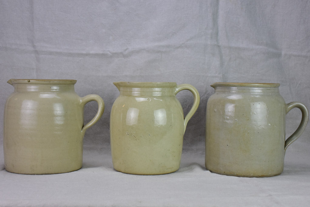 Three antique French milk pitchers from Auvergne 10¼"