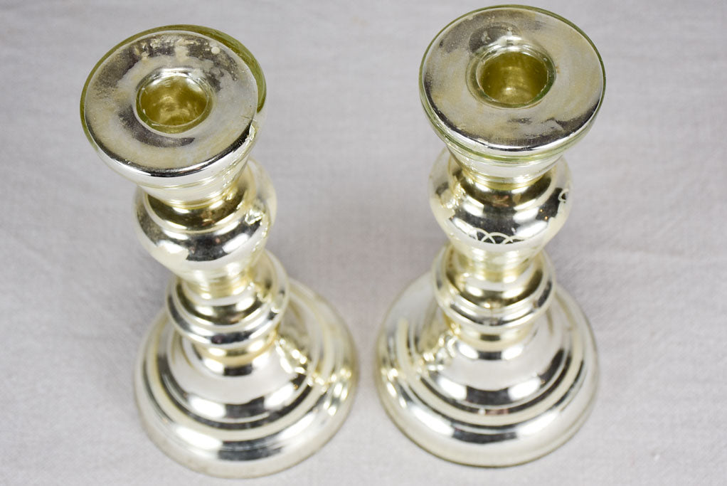 Pair of 19th-century mercury glass candlesticks 8¼"