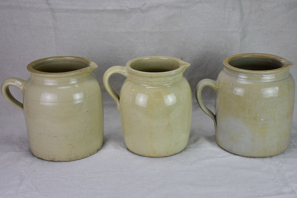 Three antique French milk pitchers from Auvergne 10¼"