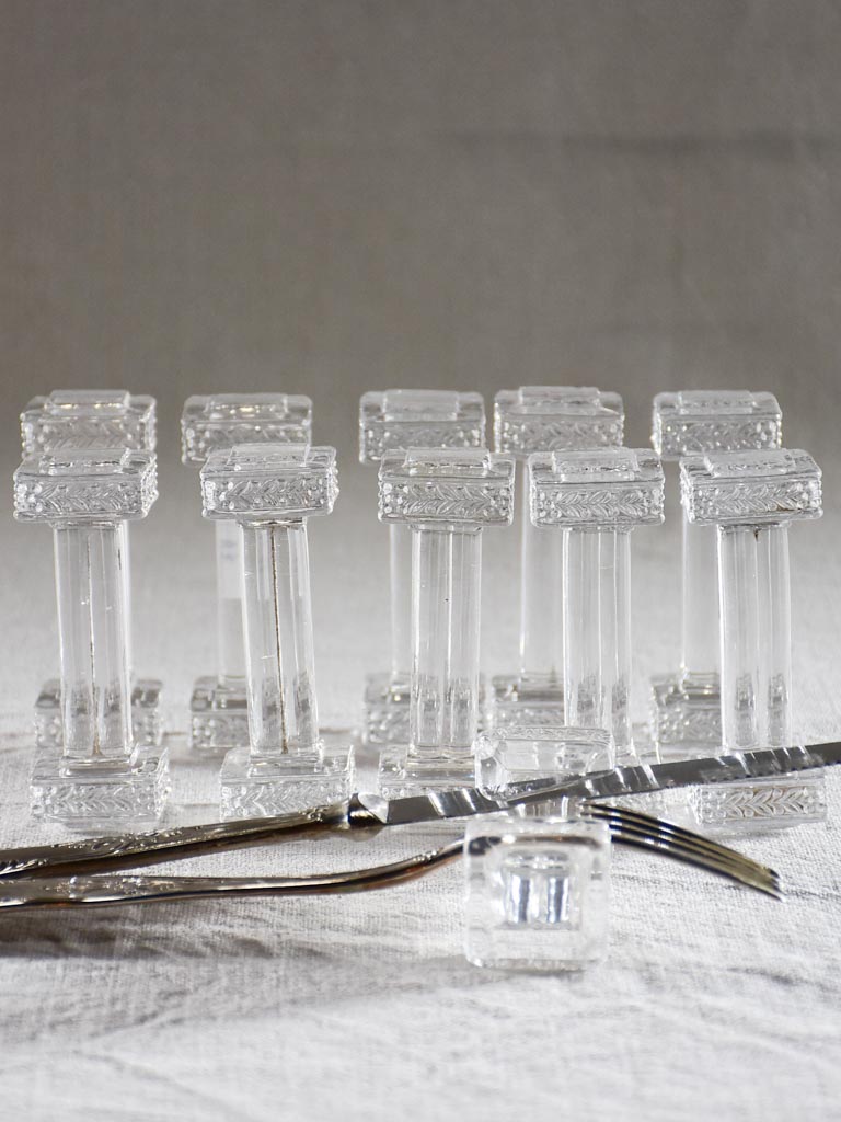 Set of 10 vintage cut glass knife rests