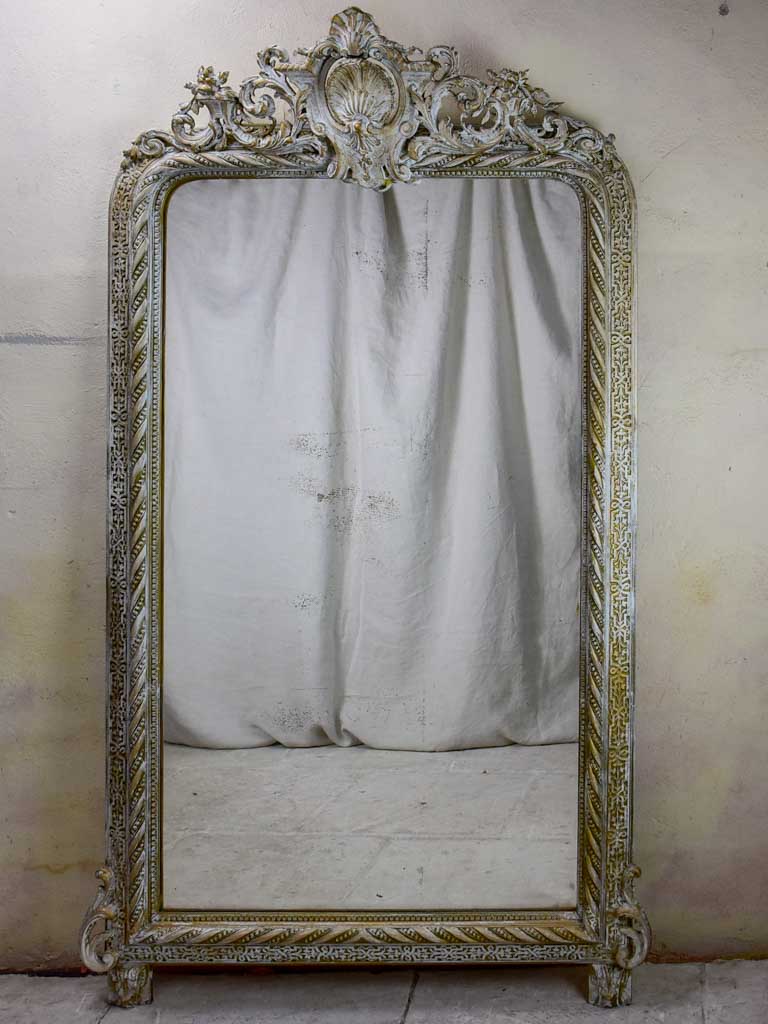 Very large Napoleon III mirror with shell crest 34¾" x 66½"