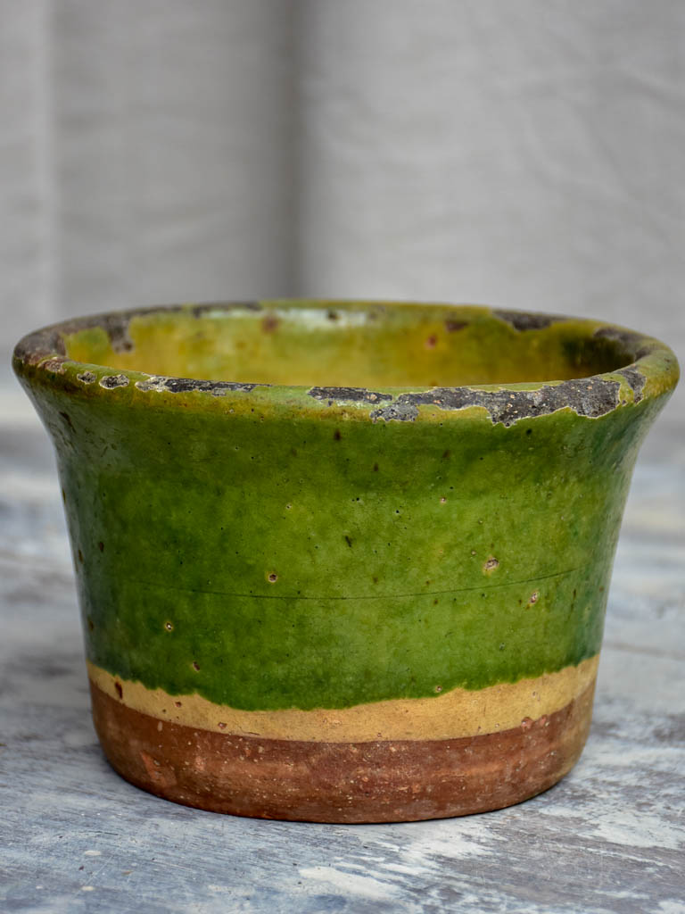 Antique French bowl with green glaze