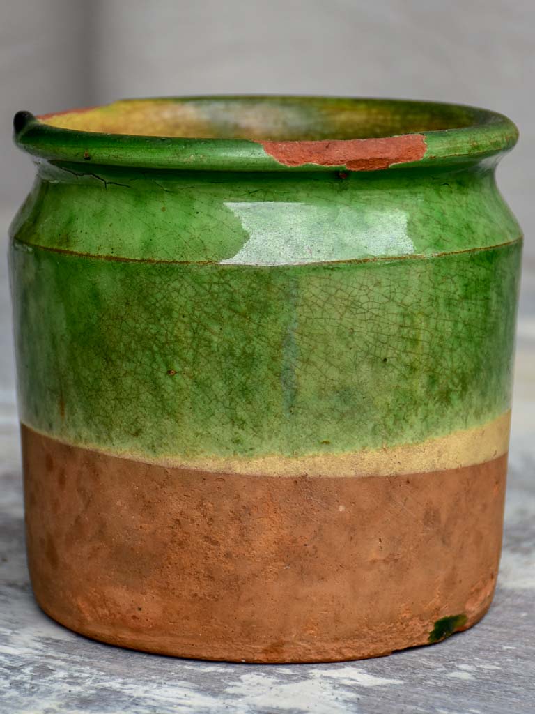 Antique French pot with green glaze