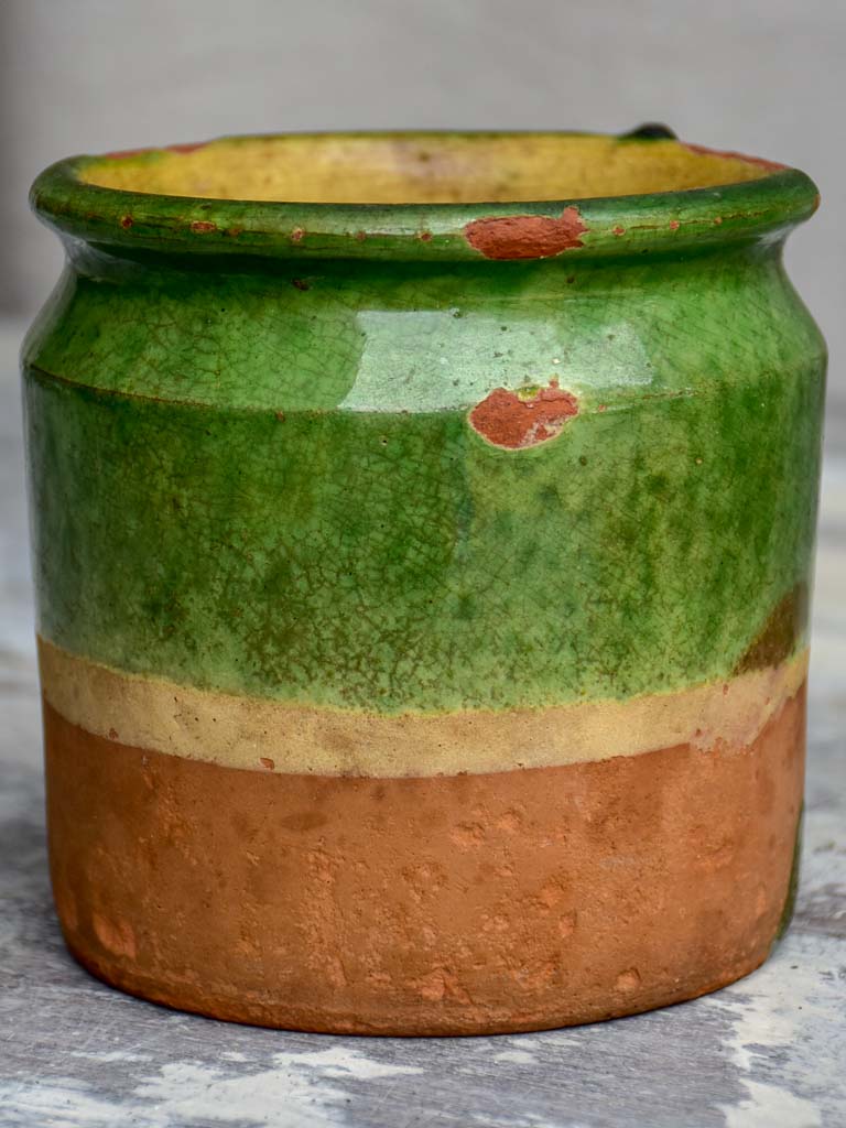 Antique French pot with green glaze