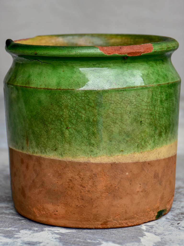 Antique French pot with green glaze