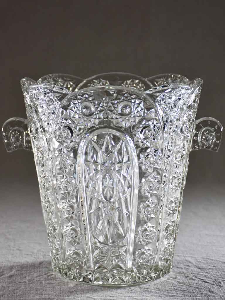 Large vintage French cut glass champagne bucket