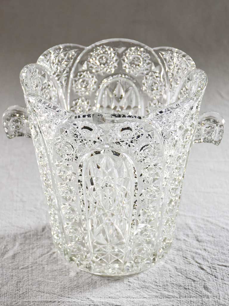 Large vintage French cut glass champagne bucket