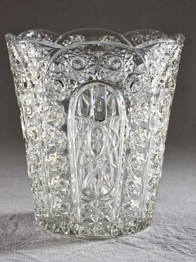 Large vintage French cut glass champagne bucket