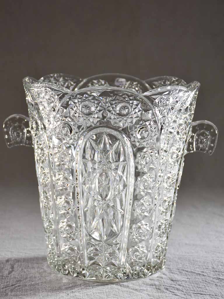 Large vintage French cut glass champagne bucket