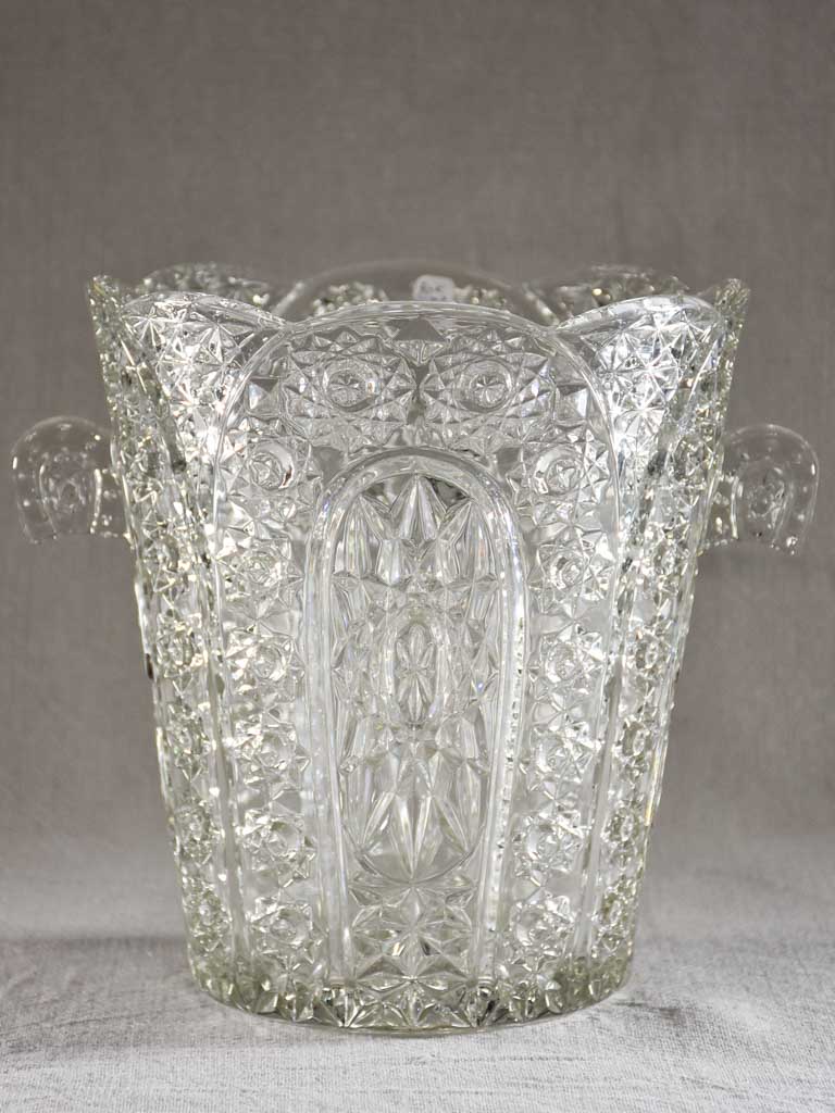 Large vintage French cut glass champagne bucket