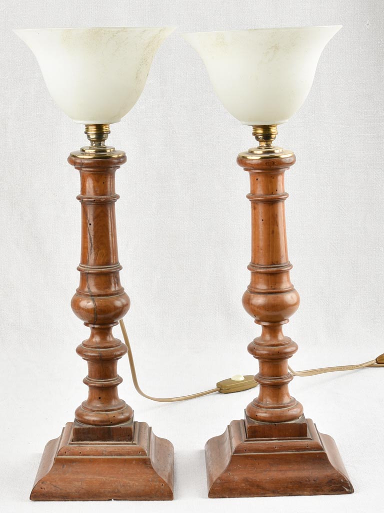 Nineteenth-century walnut based table lamps