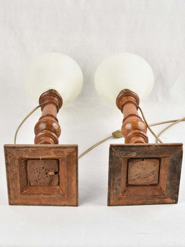 Traditional style glass and wood lamps