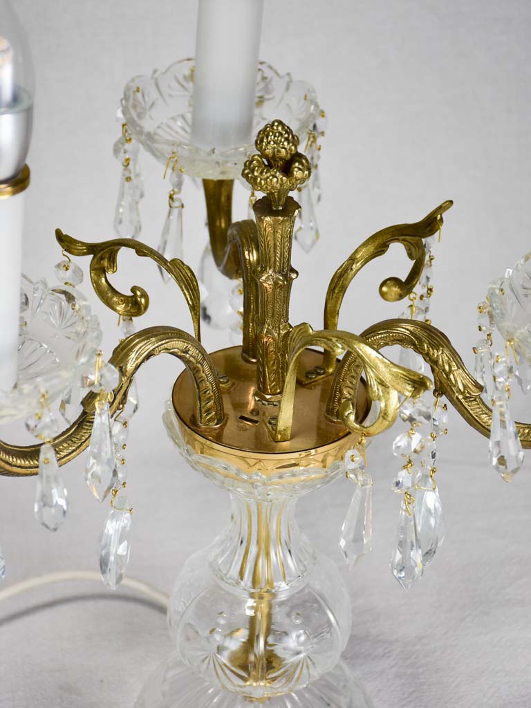 Vintage Crystal and Glass Table Lamp