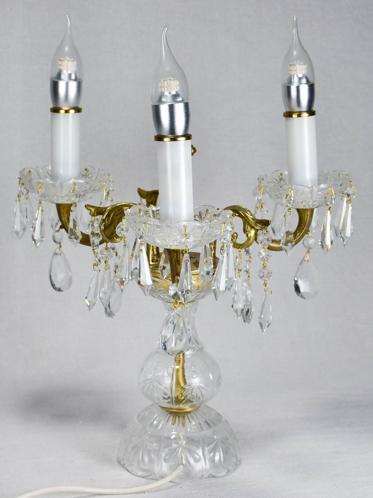 Elegant 1970s Crystal Glass Table Light