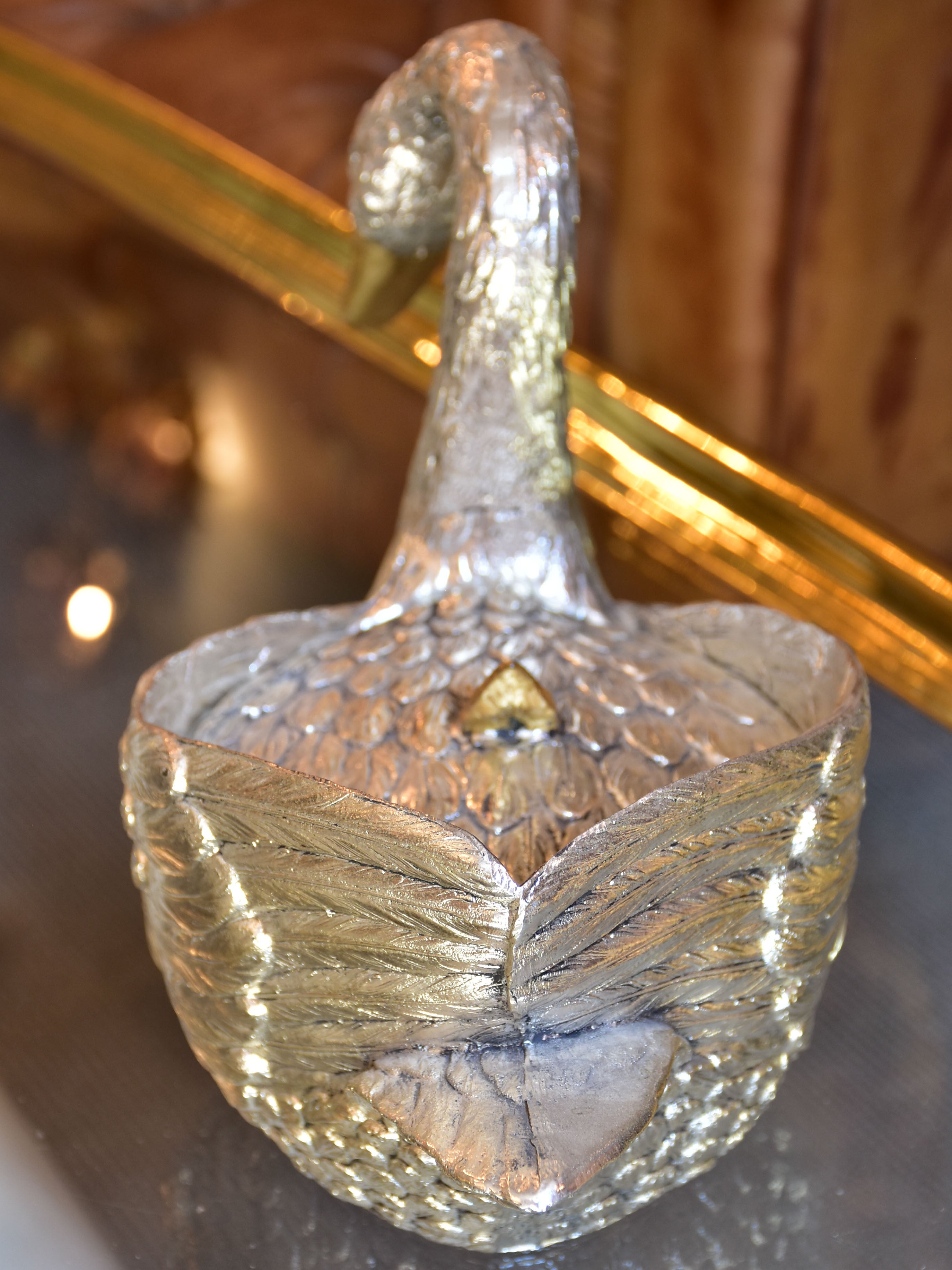 Silver and gold Mauro Manetti swan ice bucket