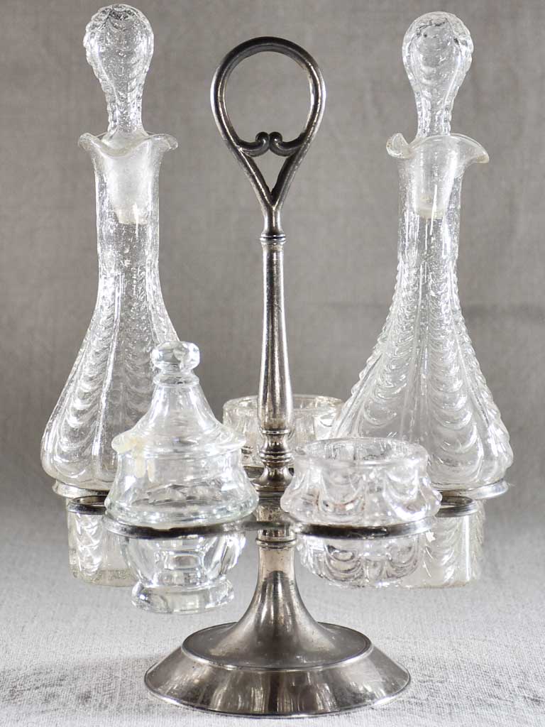 Antique French five piece condiment service