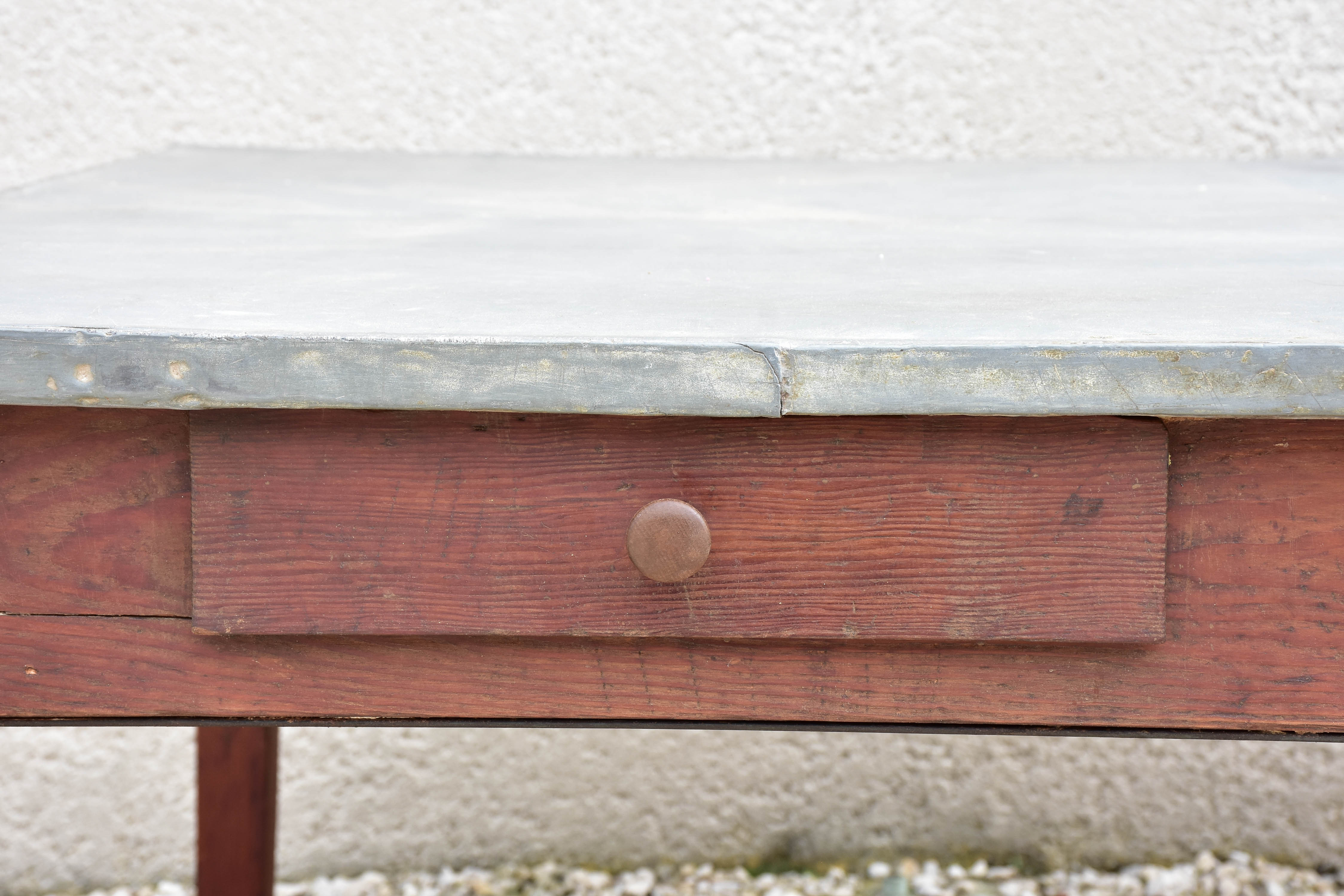 Very large French preparation table with zinc top