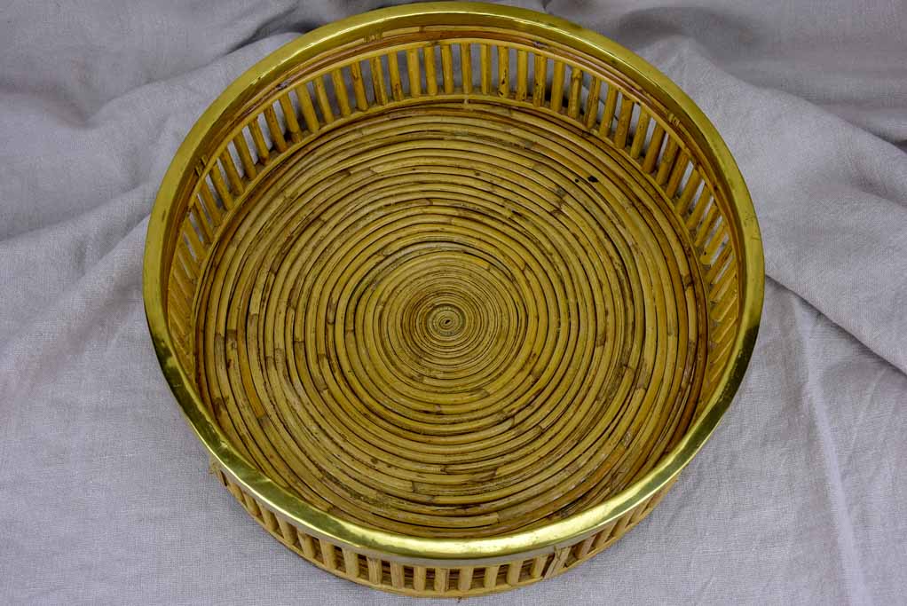 Stylish vintage round bamboo tray