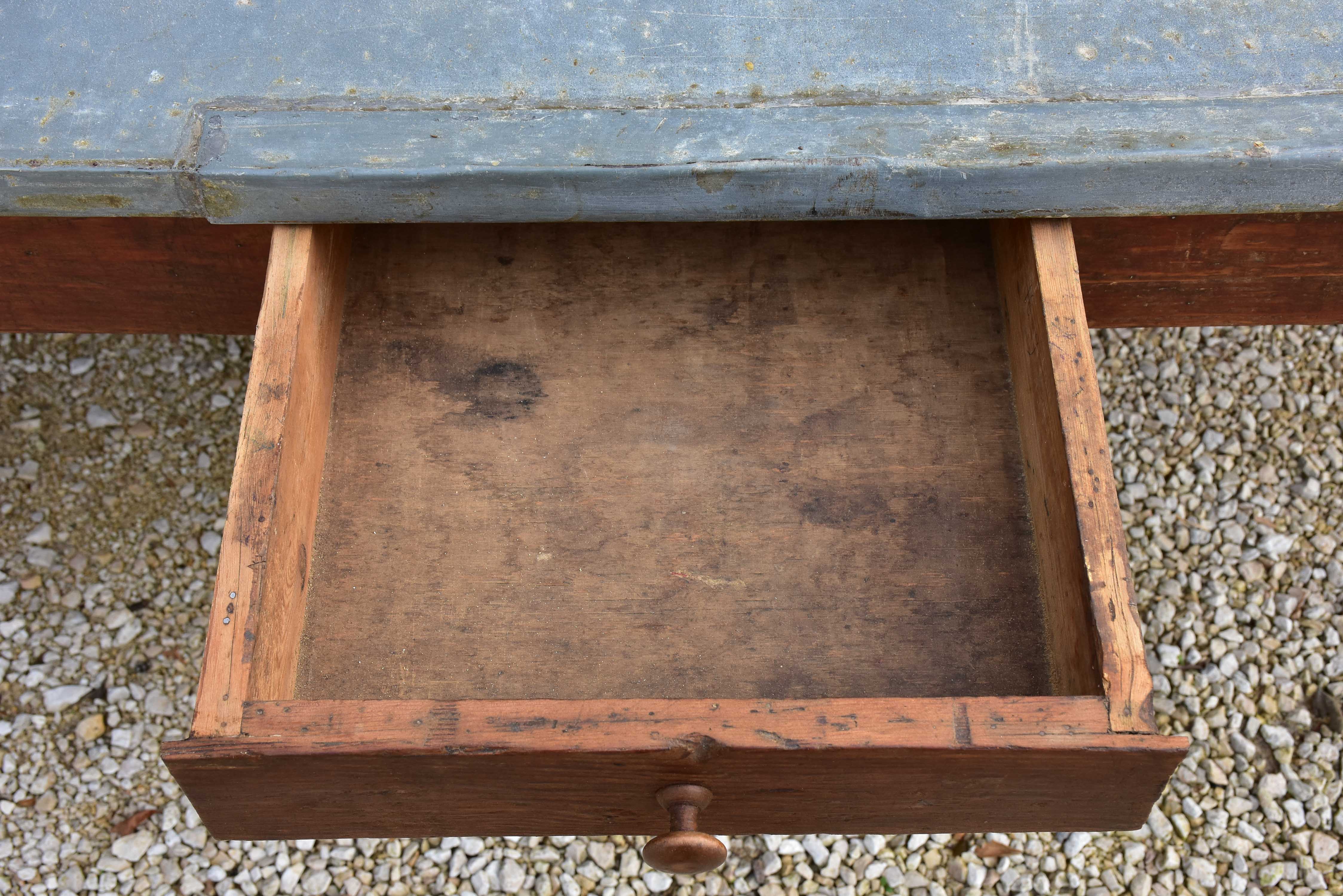 Very large French preparation table with zinc top