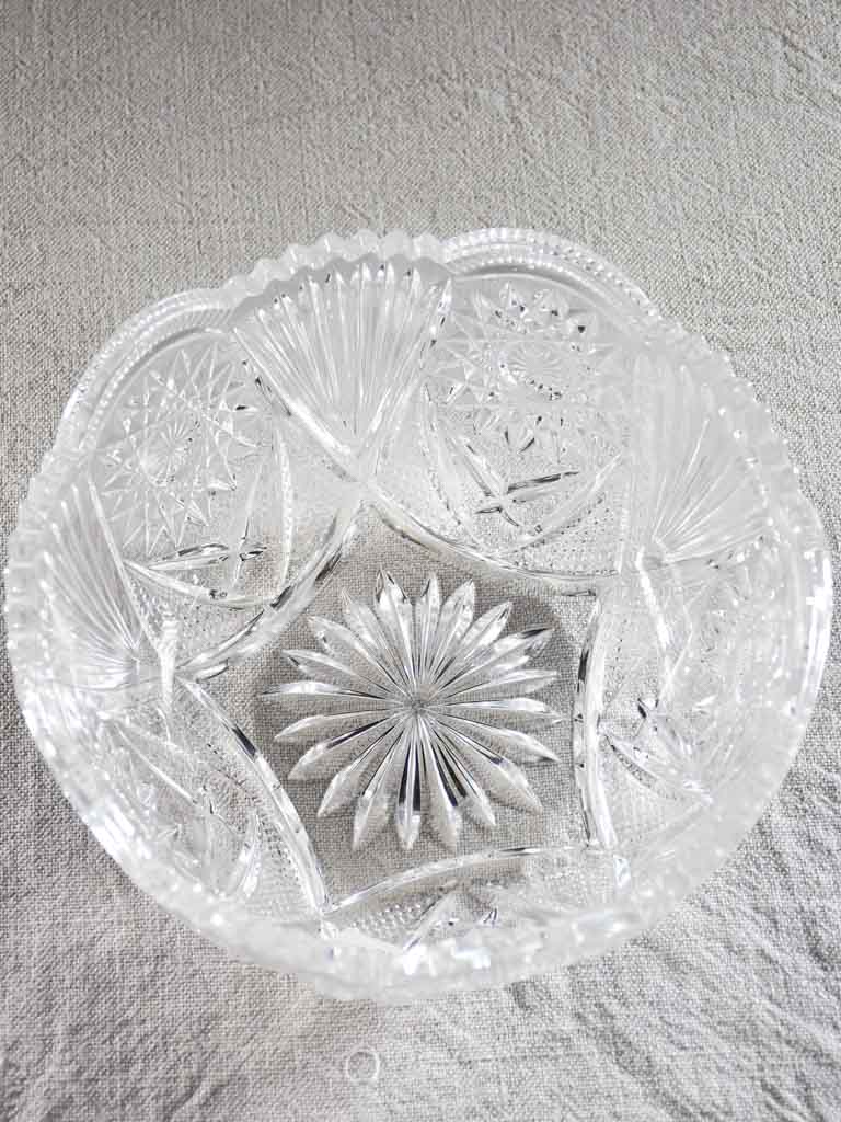 Fruit salad service - large bowl with eight serving bowls - cut glass