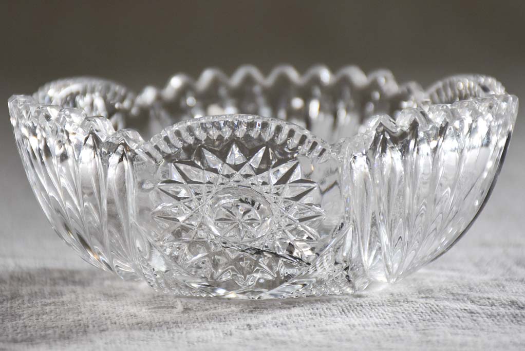 Fruit salad service - large bowl with eight serving bowls - cut glass