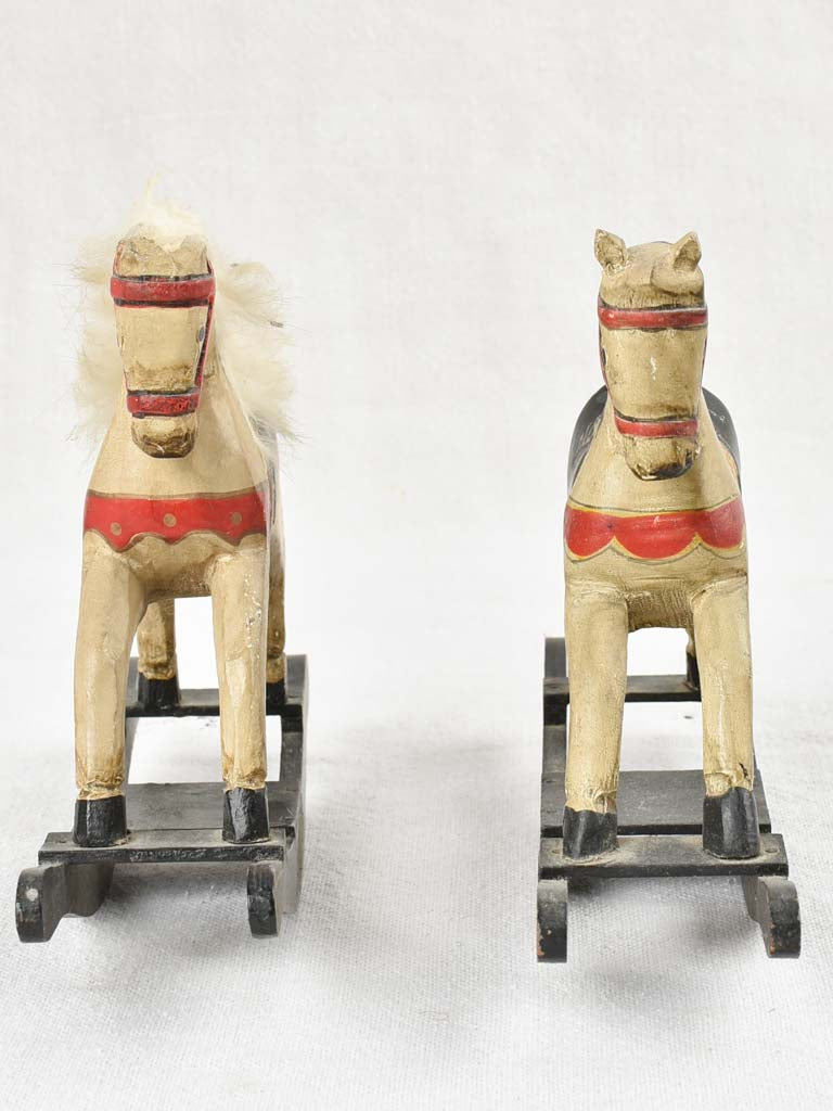 Pair of small Antique French Rocking Horses 6¼"