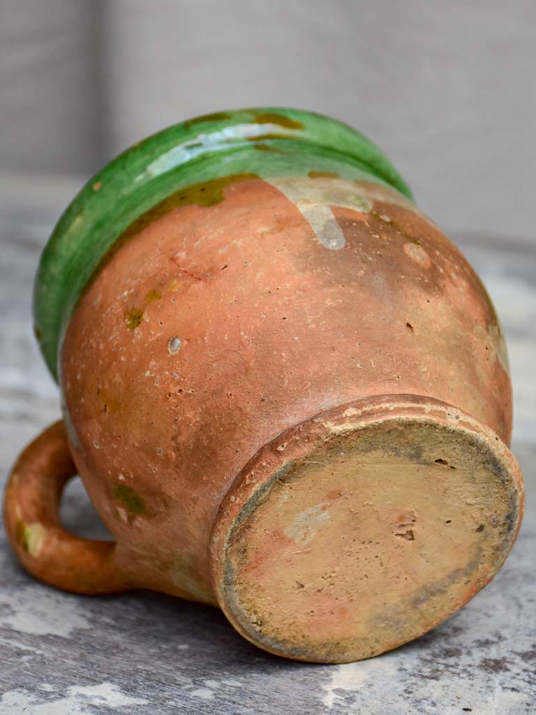 Antique French mug with green glaze