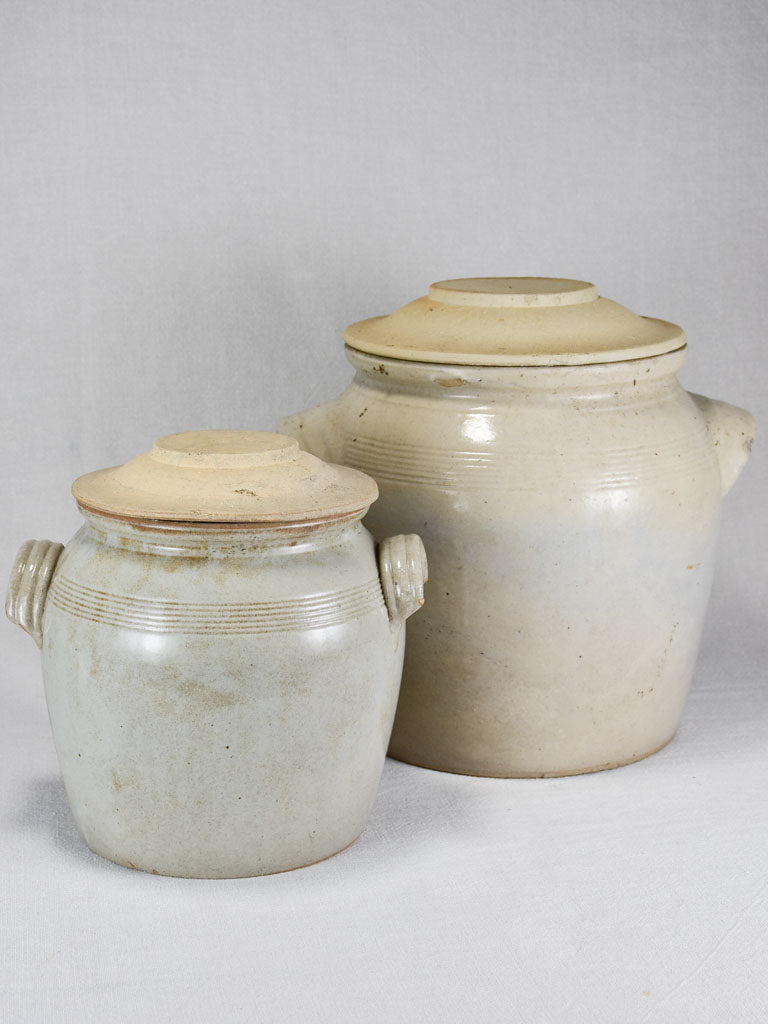 Two large earthenware crock-pots with lids 14½"