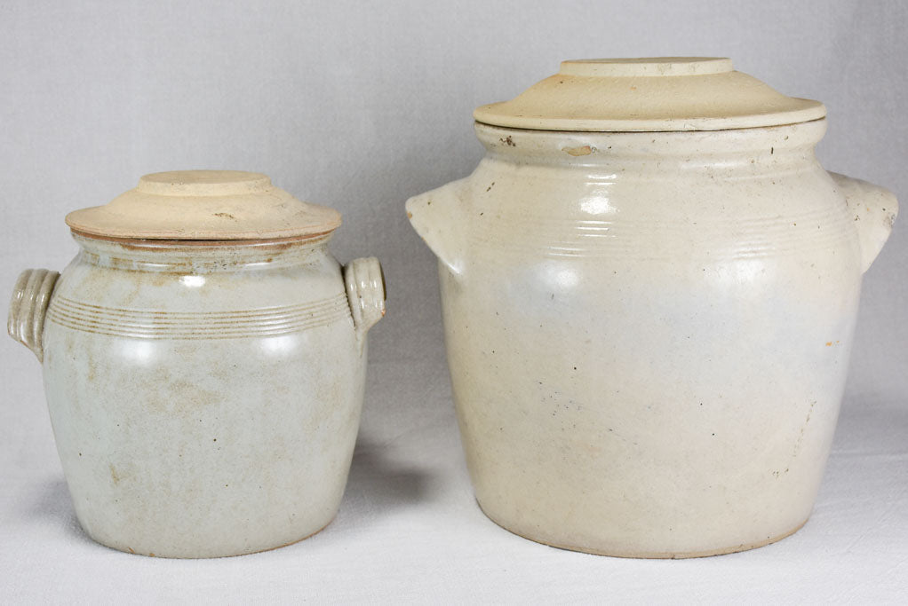 Two large earthenware crock-pots with lids 14½"