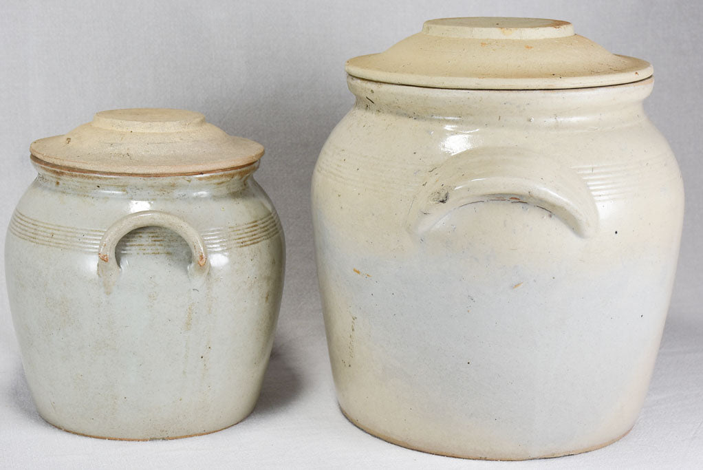 Two large earthenware crock-pots with lids 14½"