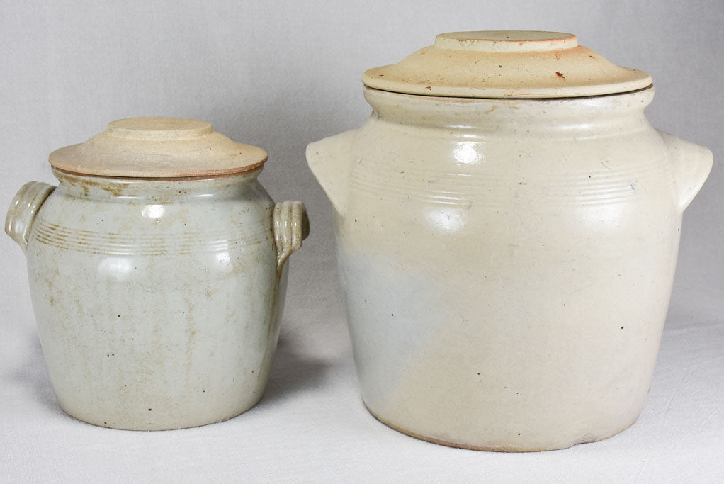 Two large earthenware crock-pots with lids 14½"