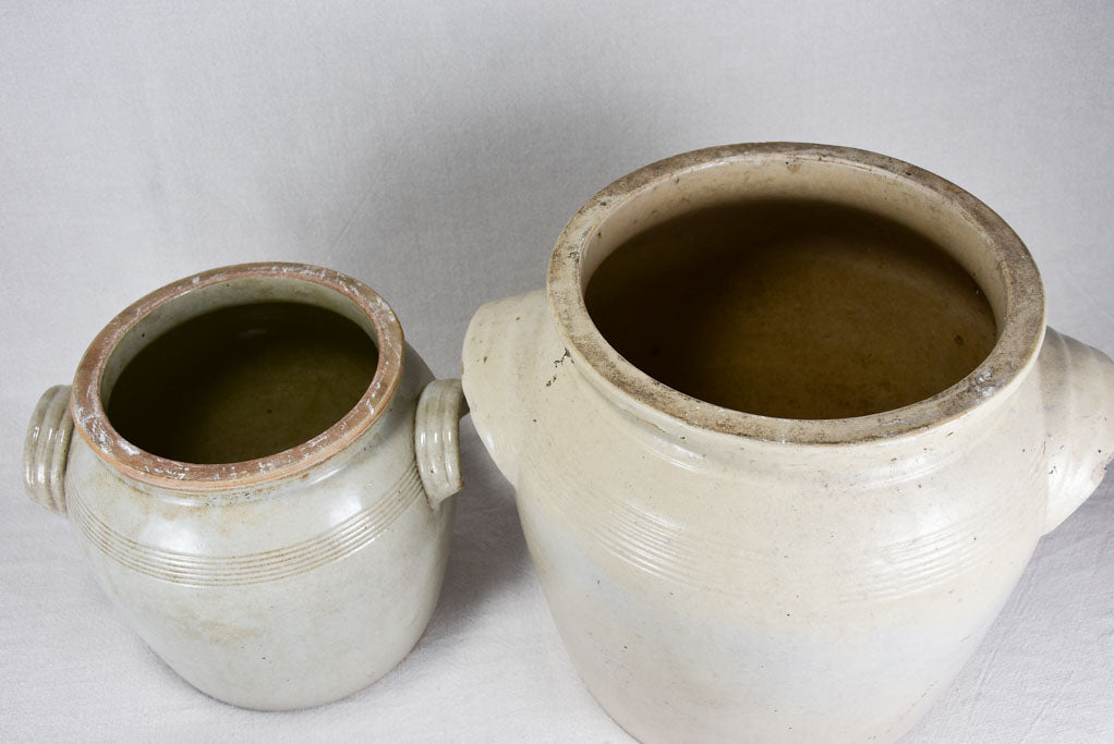 Two large earthenware crock-pots with lids 14½"