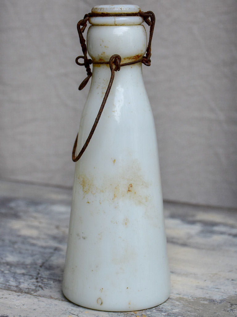 Antique French milk bottle - milk glass