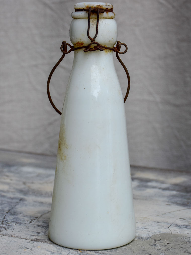 Antique French milk bottle - milk glass