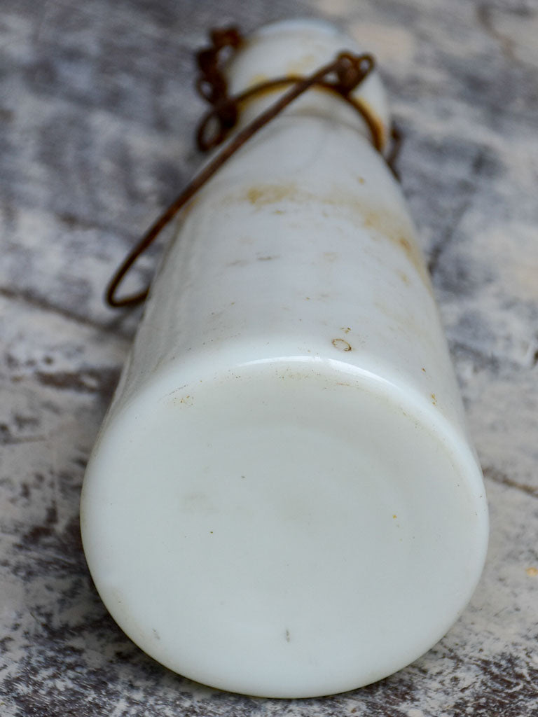 Antique French milk bottle - milk glass