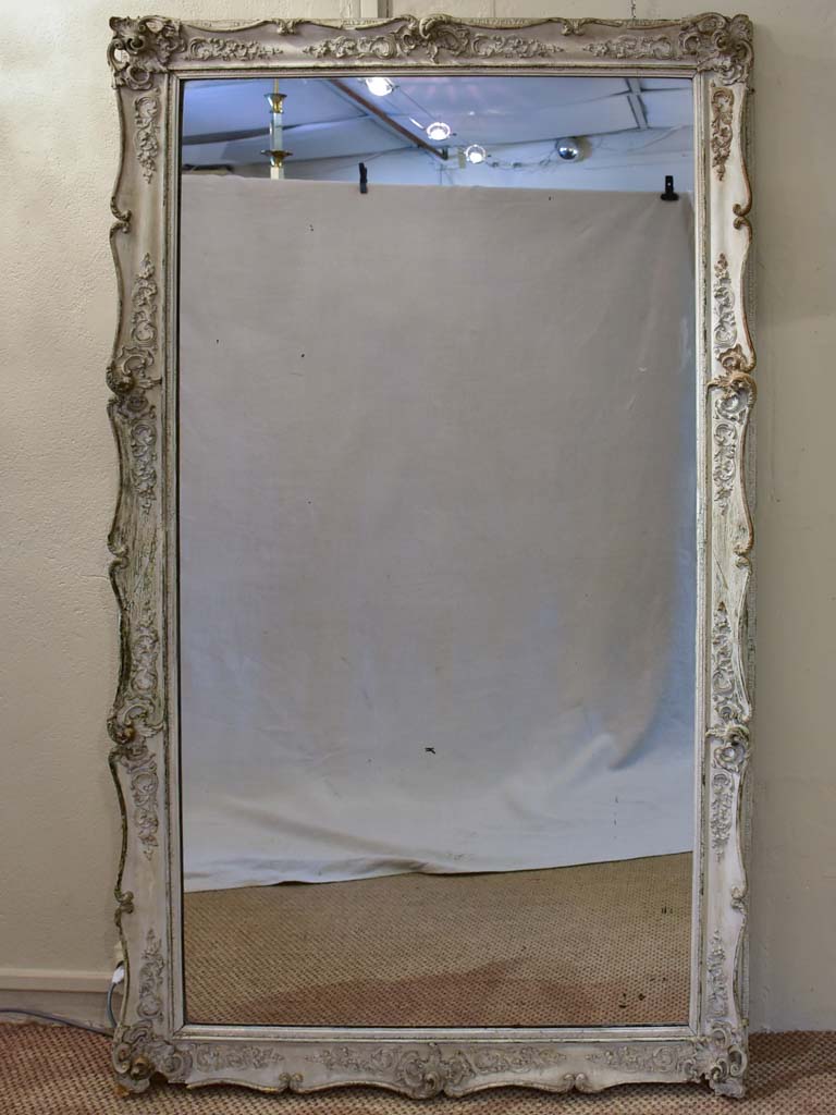 Very large carved wood mirror with gray patina - Louis XV style 42½" x 73¼"