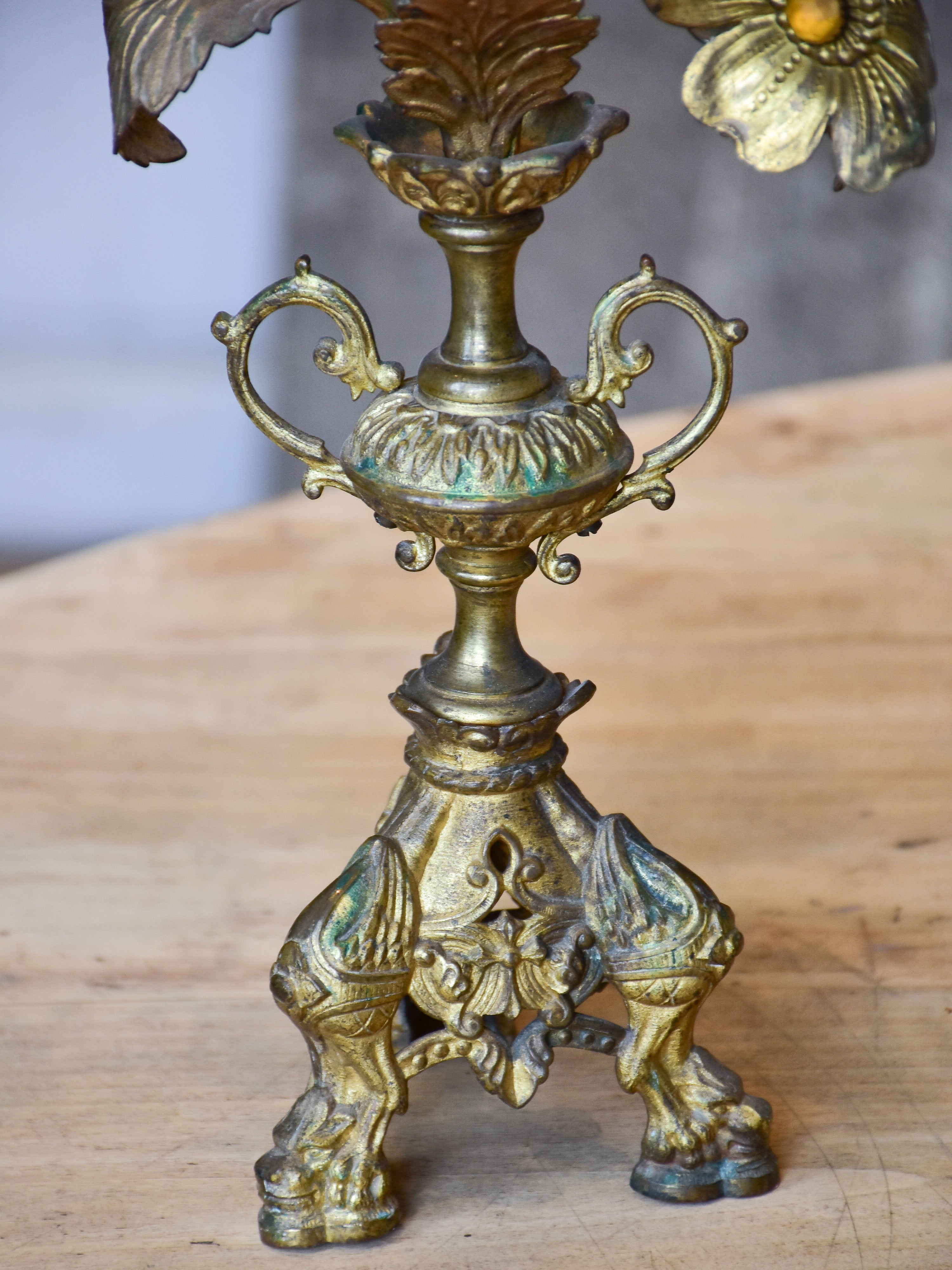 Antique French candelabra with flowers