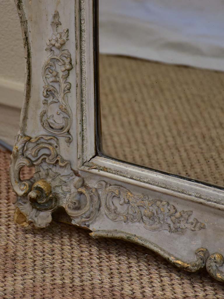 Very large carved wood mirror with gray patina - Louis XV style 42½" x 73¼"