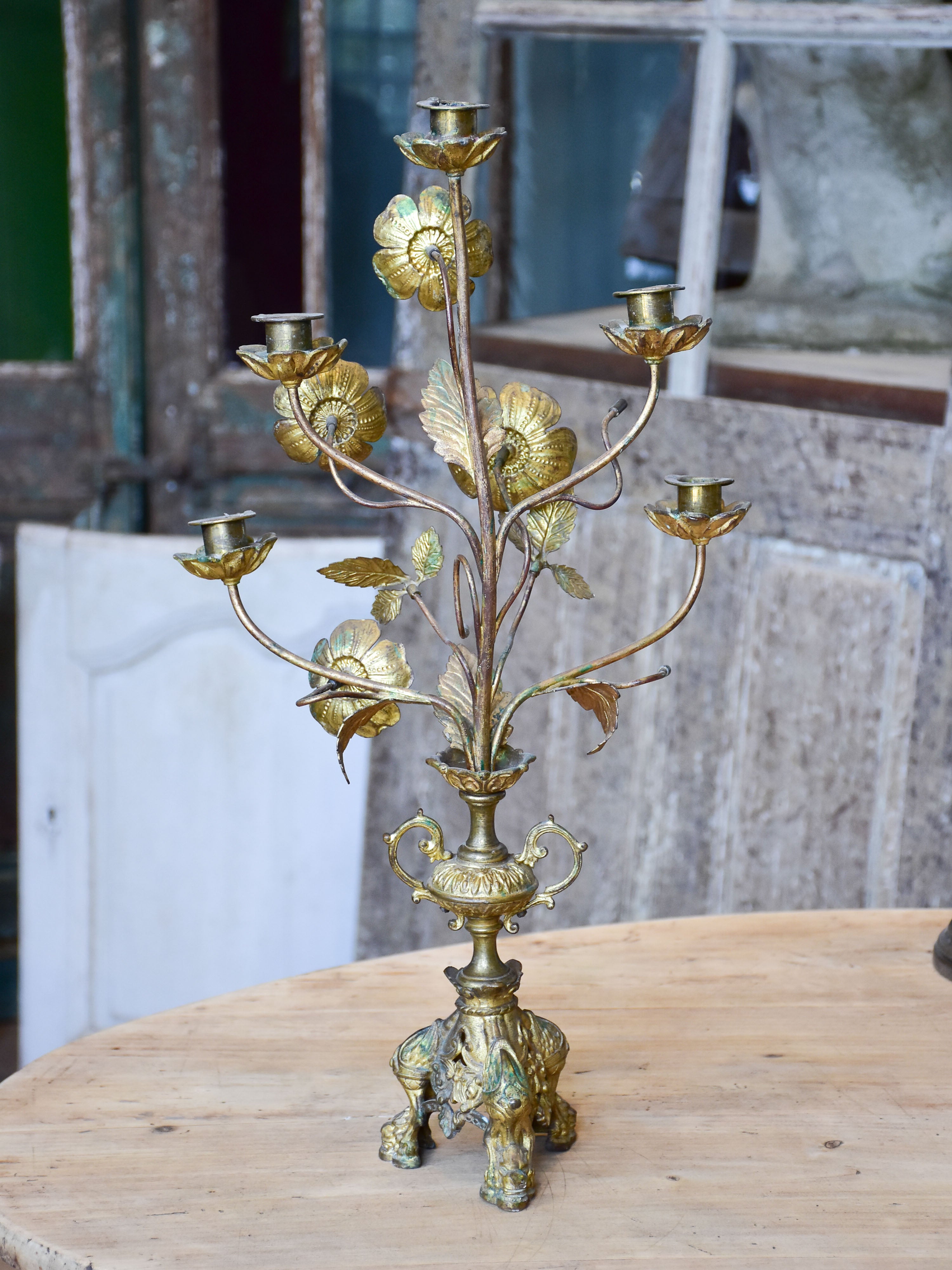 Antique French candelabra with flowers