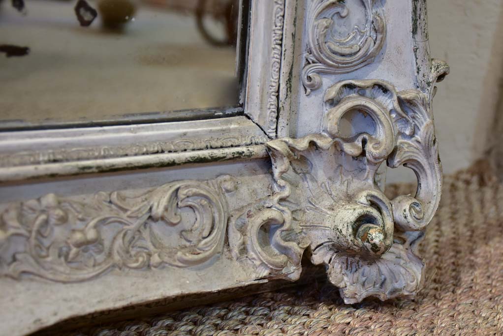 Very large carved wood mirror with gray patina - Louis XV style 42½" x 73¼"