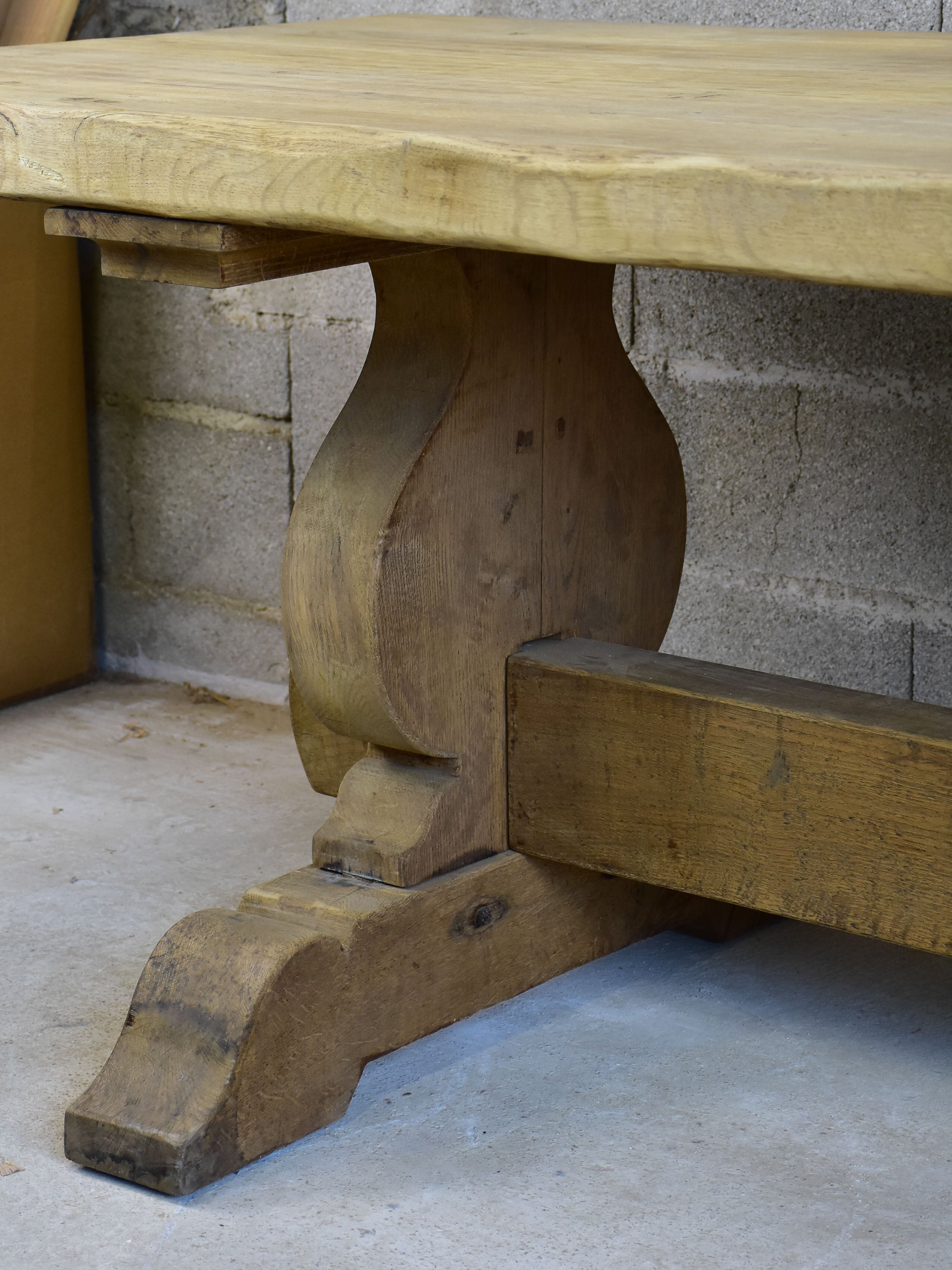 Antique French oak dining table with very thick table top