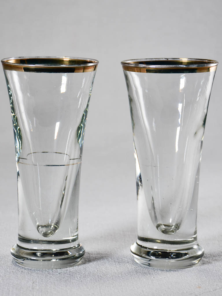 Set of 8 blown glass tumblers with gold rims 6¾"