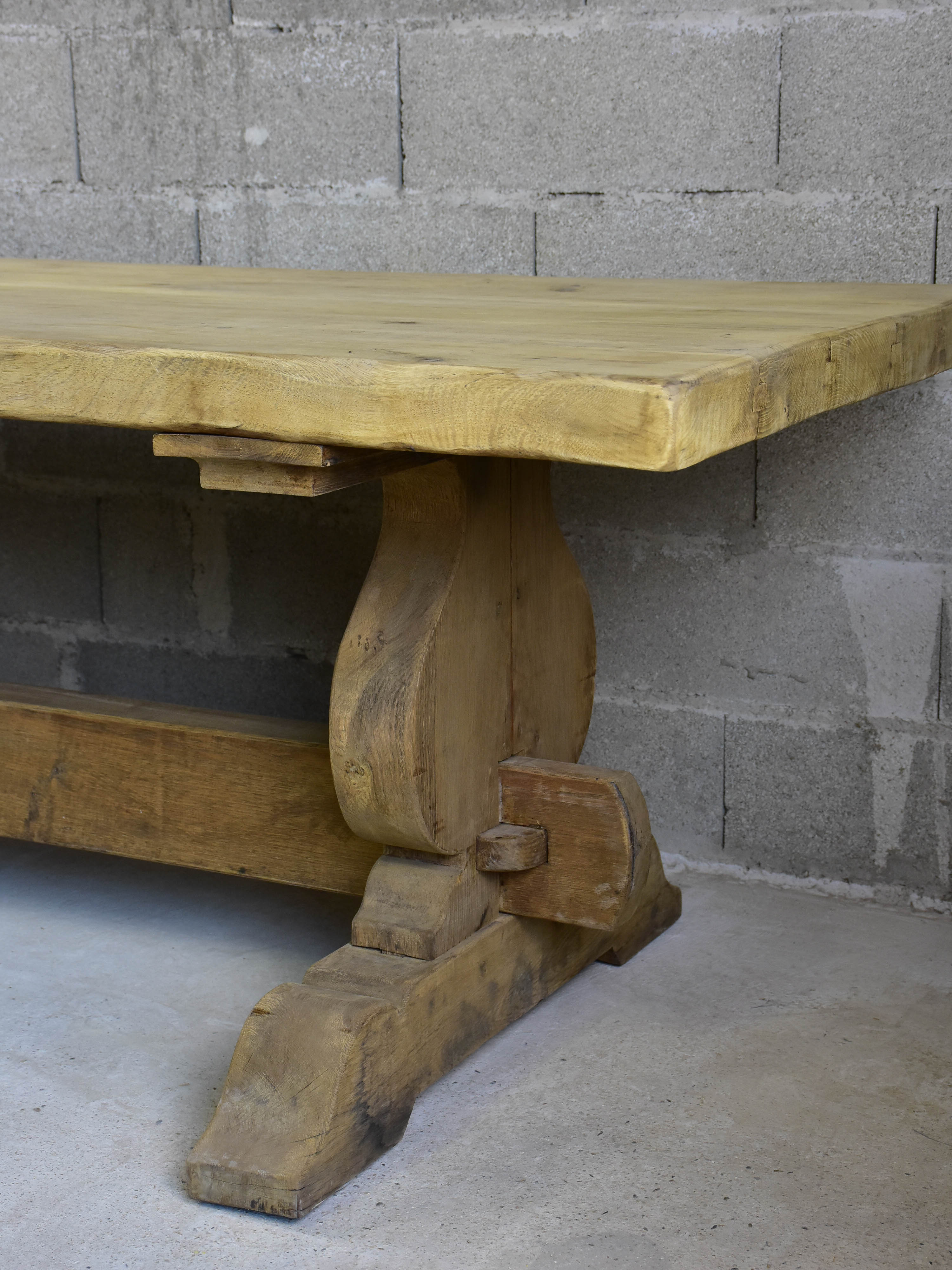 Antique French oak dining table with very thick table top