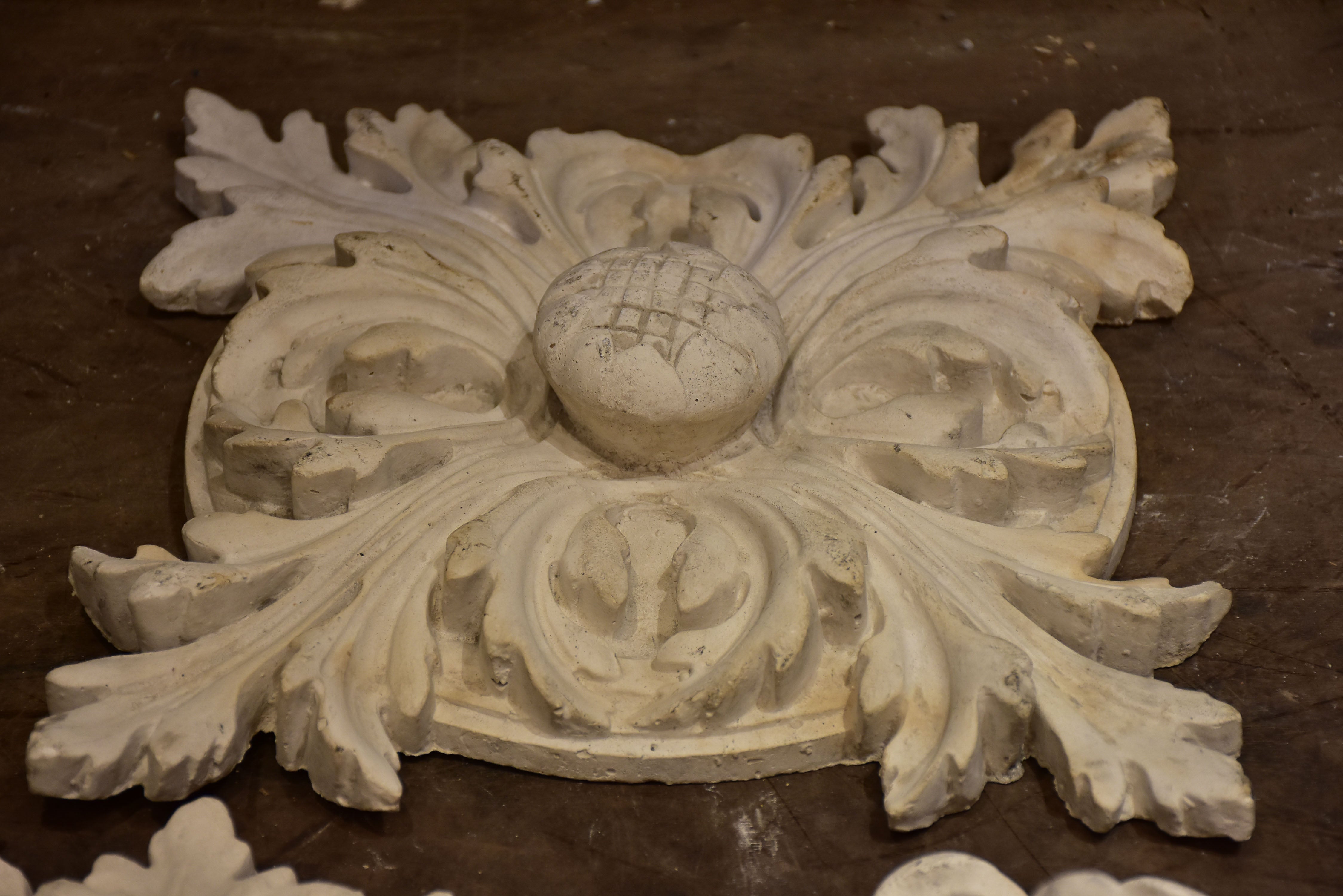 Three antique French plaster ceiling roses