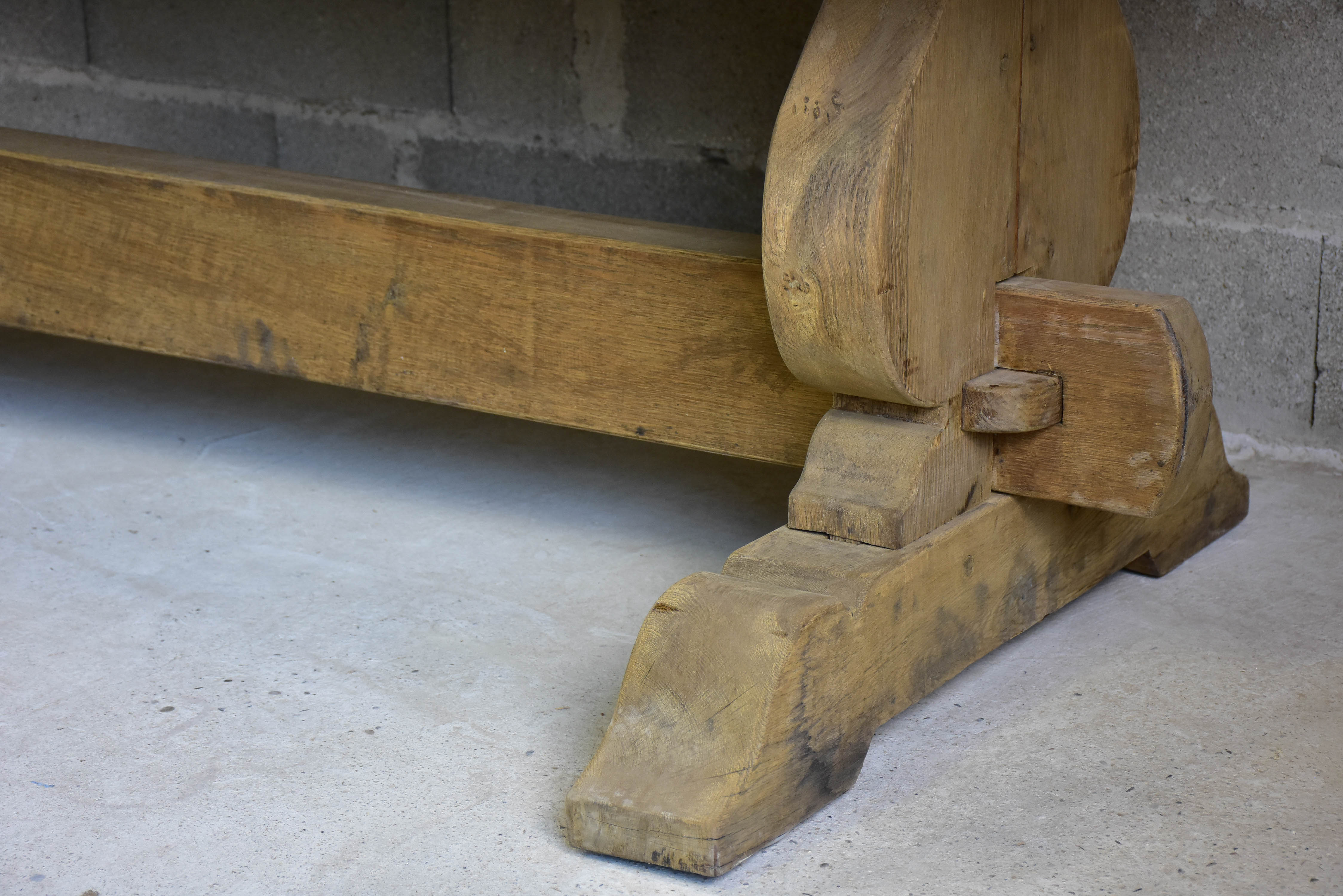 Antique French oak dining table with very thick table top