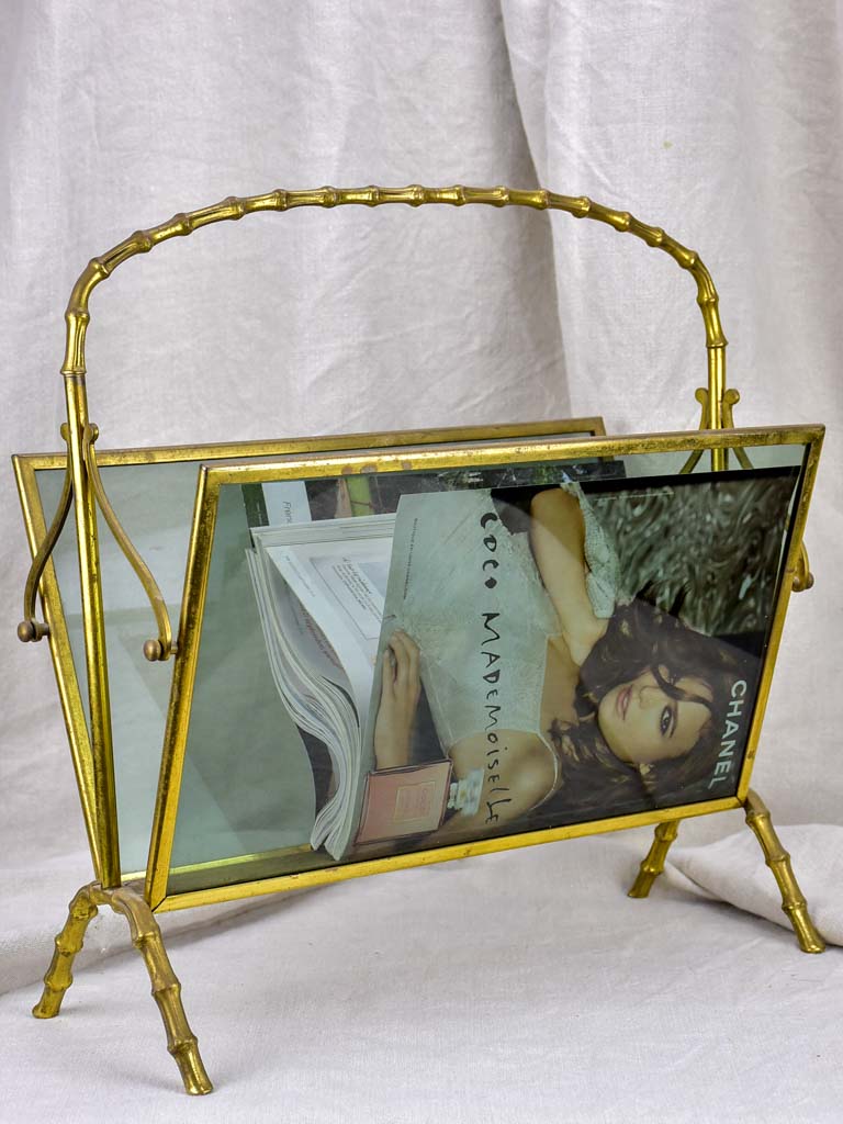 Vintage French brass magazine stand