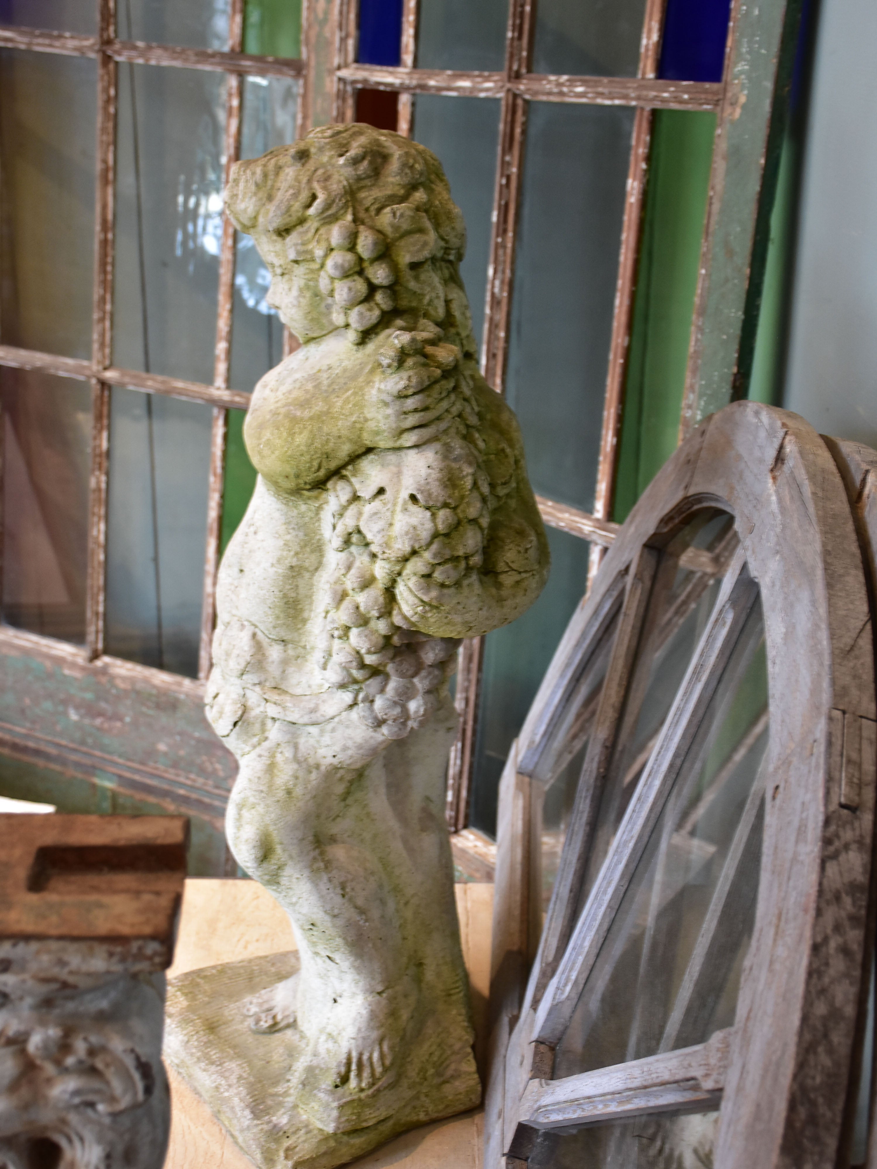 Antique French garden statue of Bacchus